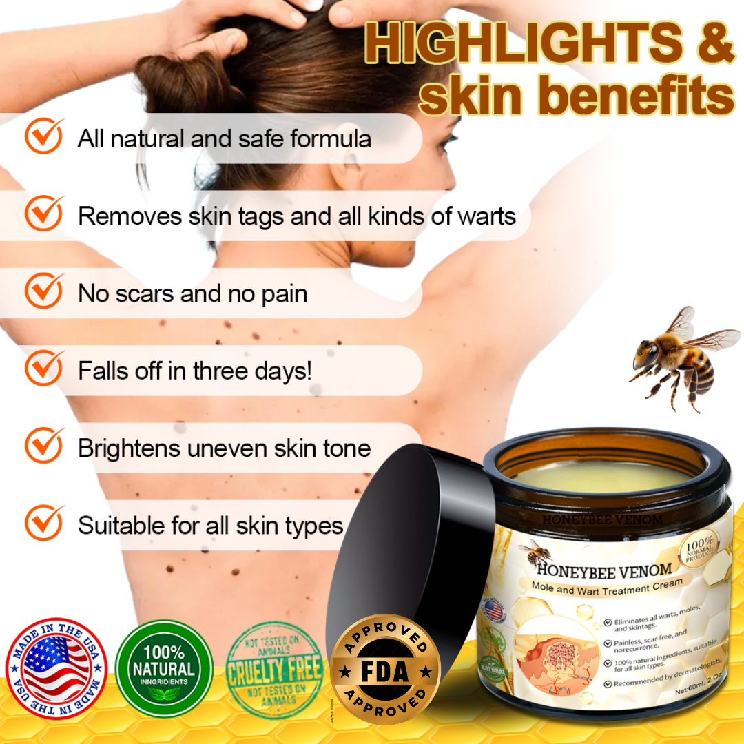 🎄 Holiday Sale Extravaganza: Enjoy 50% Off! ✨Honeybee Venom Mole and Wart Cream