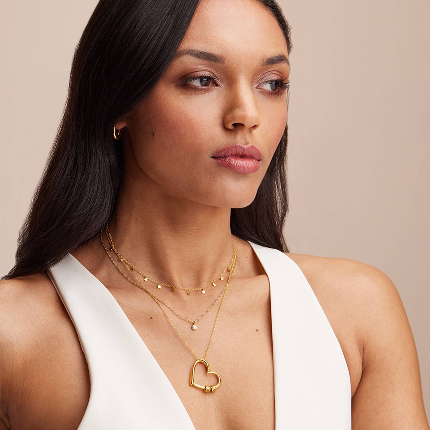 Charming Personalized Heart Engraved Bead Necklace