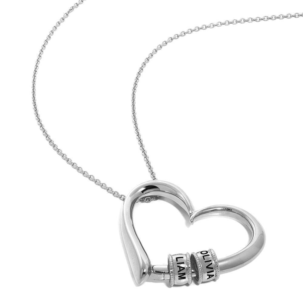Charming Personalized Heart Engraved Bead Necklace