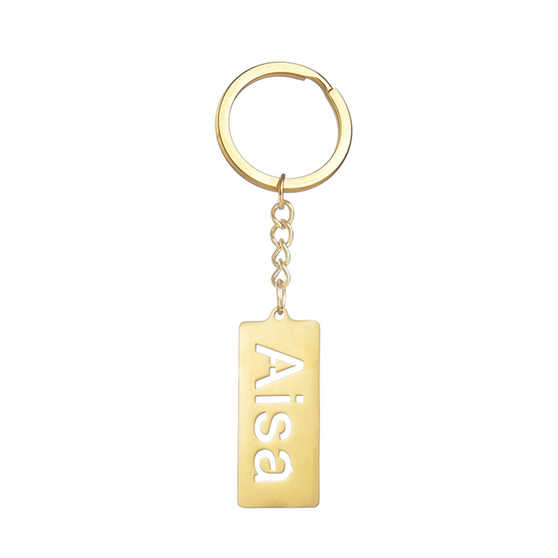 Long Strip Hollow Minimalist Letter Keychain