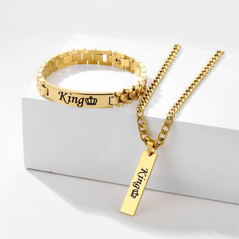 Jay DIY Men's Long Pendant necklace and Bracelet Set