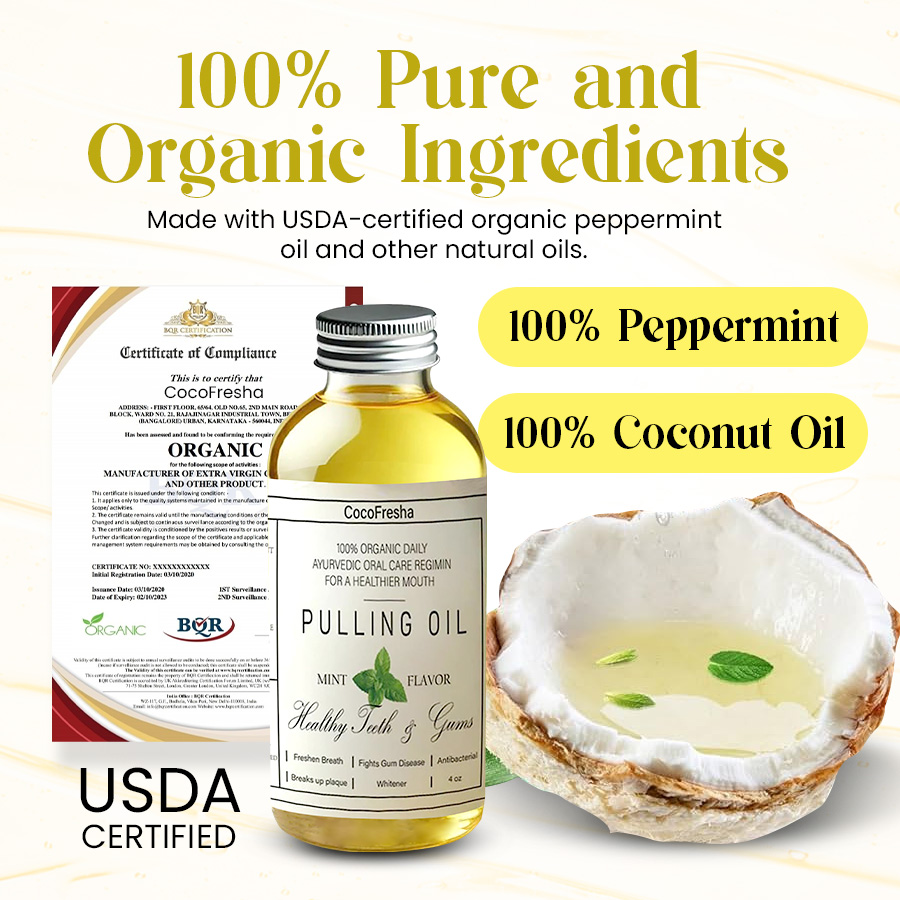 🎄 Holiday Sale Extravaganza: Enjoy 50% Off! 🎁 POWERFUL ORGANIC COCONUT + PEPPERMINT PULLING OIL 4 OZ (✨ Advanced Formula for Fresher Breath and Healthier Gums ✨)