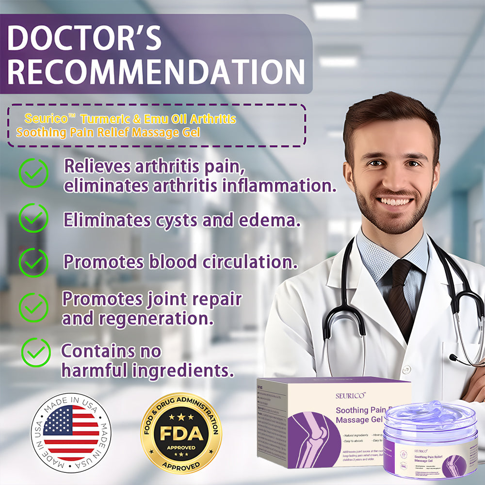 👨⚕️Official Store: Seurico™ Turmeric & Emu Oil Arthritis Soothing Pain Relief Massage Gel 👨⚕️American Orthopaedics (AAOS) Approved