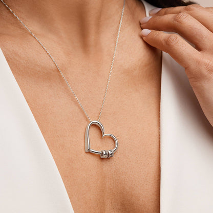 Charming Personalized Heart Engraved Bead Necklace