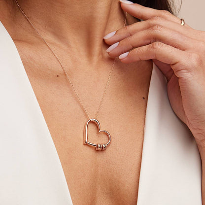 Charming Personalized Heart Engraved Bead Necklace