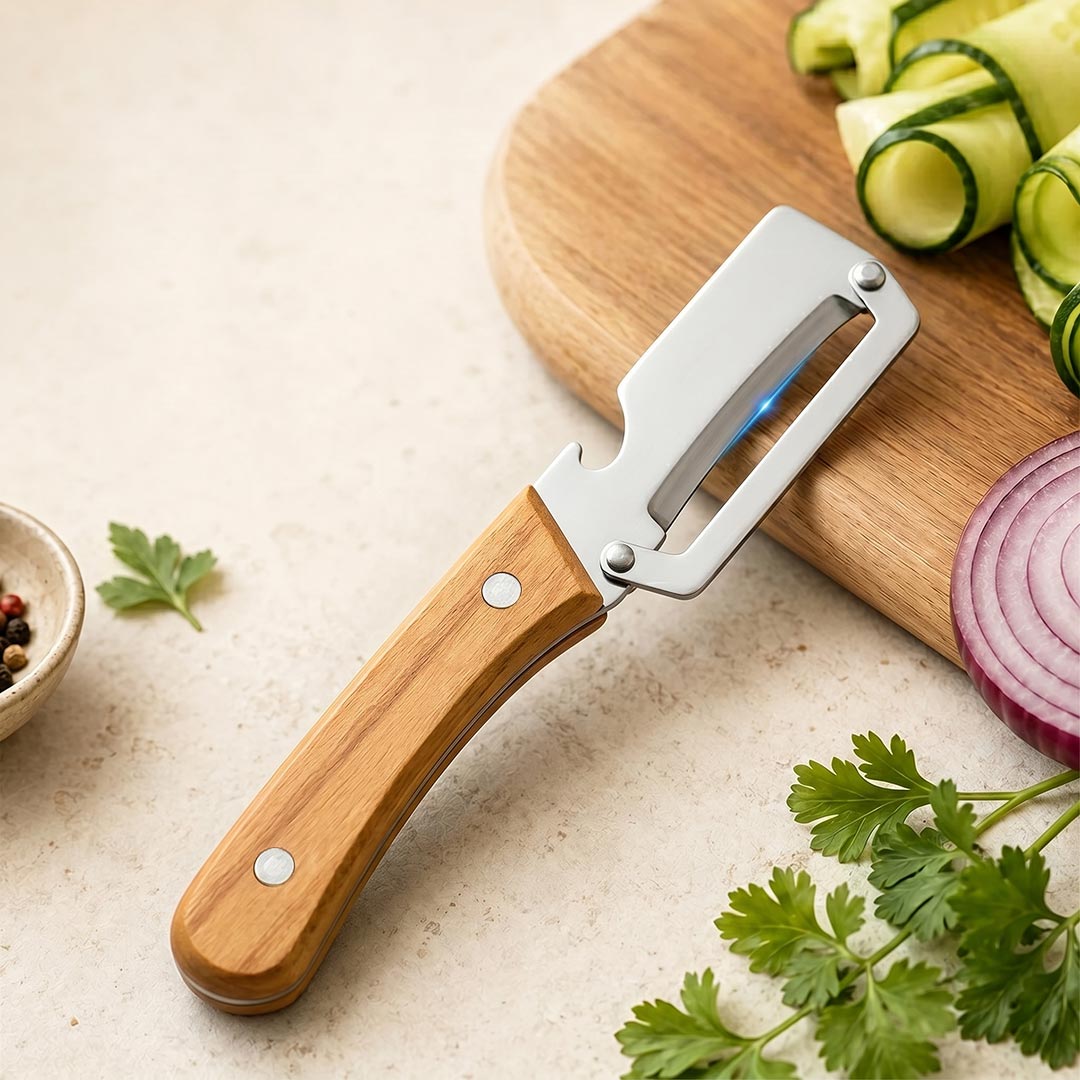 Stainless Peeler , High-Grade Durability, Clean, Precision Peeling + Bottle Opener