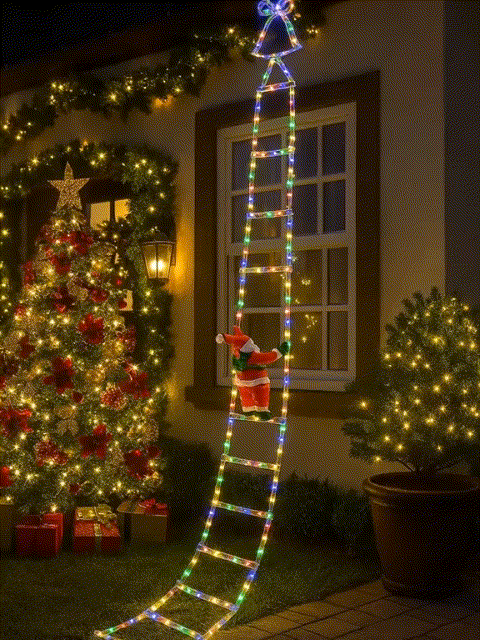 🎅Christmas Flash Deal 🎁 65% OFF ✨ Christmas Decorative Ladder Lights – 4-in-1 Glowing Ladder That Shines Bright!
