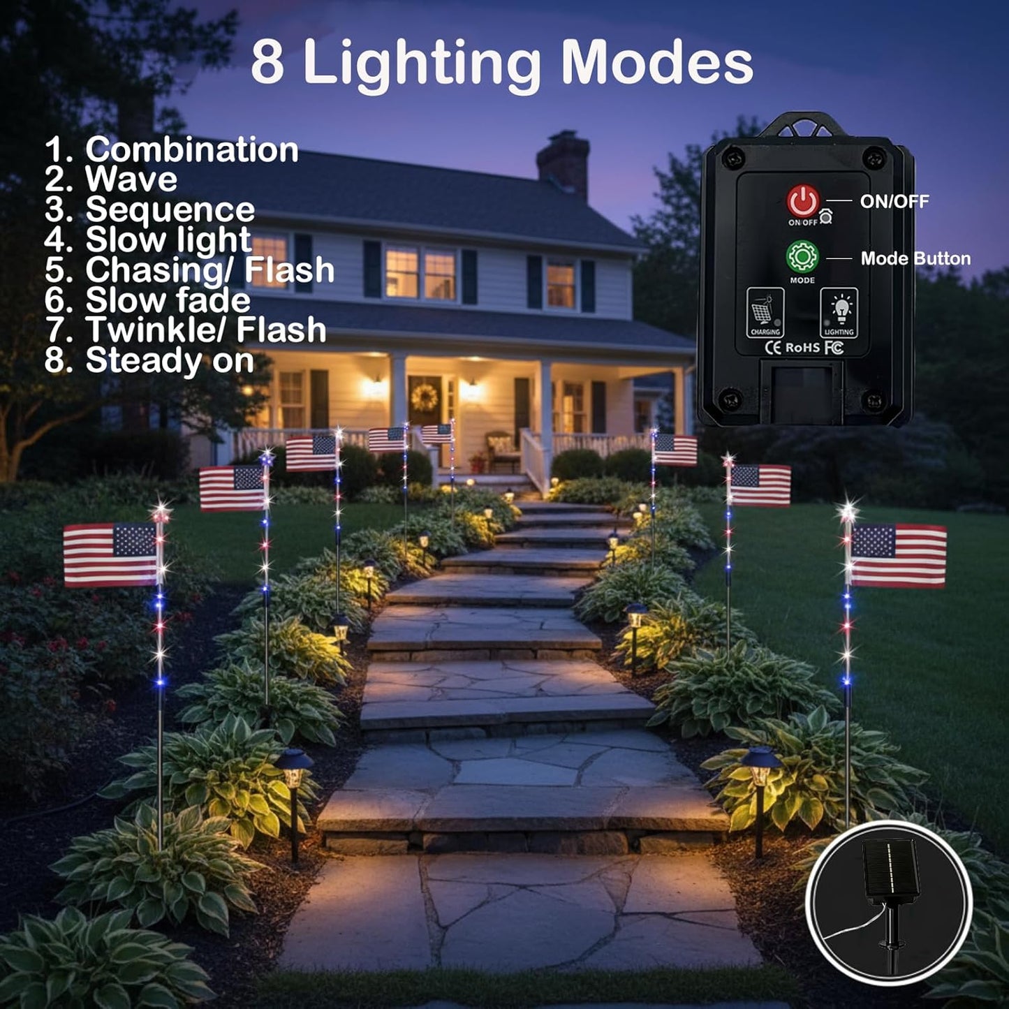 250th Anniversary Solar American Flag Lights