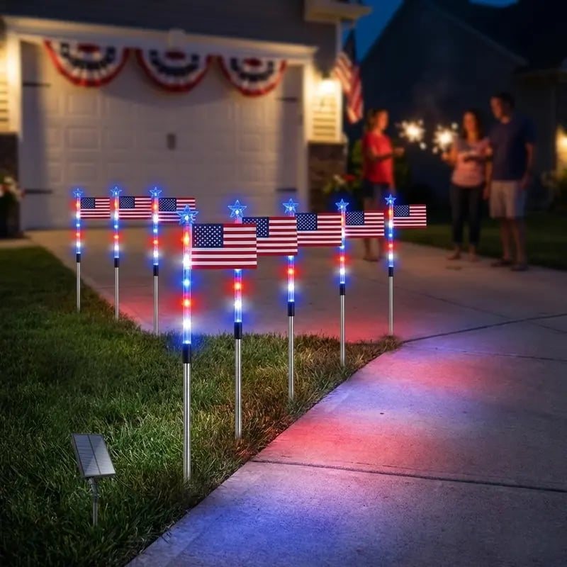 250th Anniversary Solar American Flag Lights