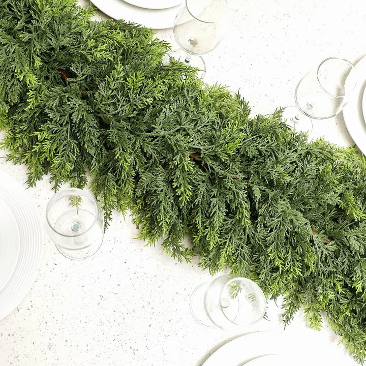 🎄 Christmas Artificial Cedar Garland – Lush, Festive Home Décor for Doors, Mantels & Tables! ✨
