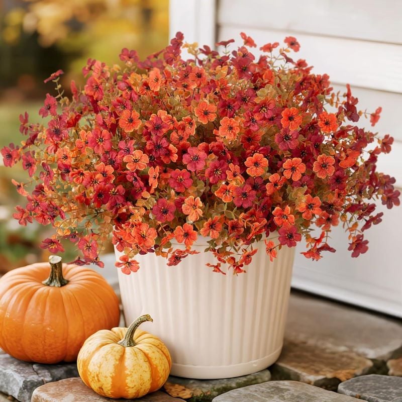🍂 Last Day 49% OFF 🍁 Rainproof Lifelike Fall Artificial Flowers 💖 – UV-Protected, Durable & Perfect Year-Round Décor 🍂