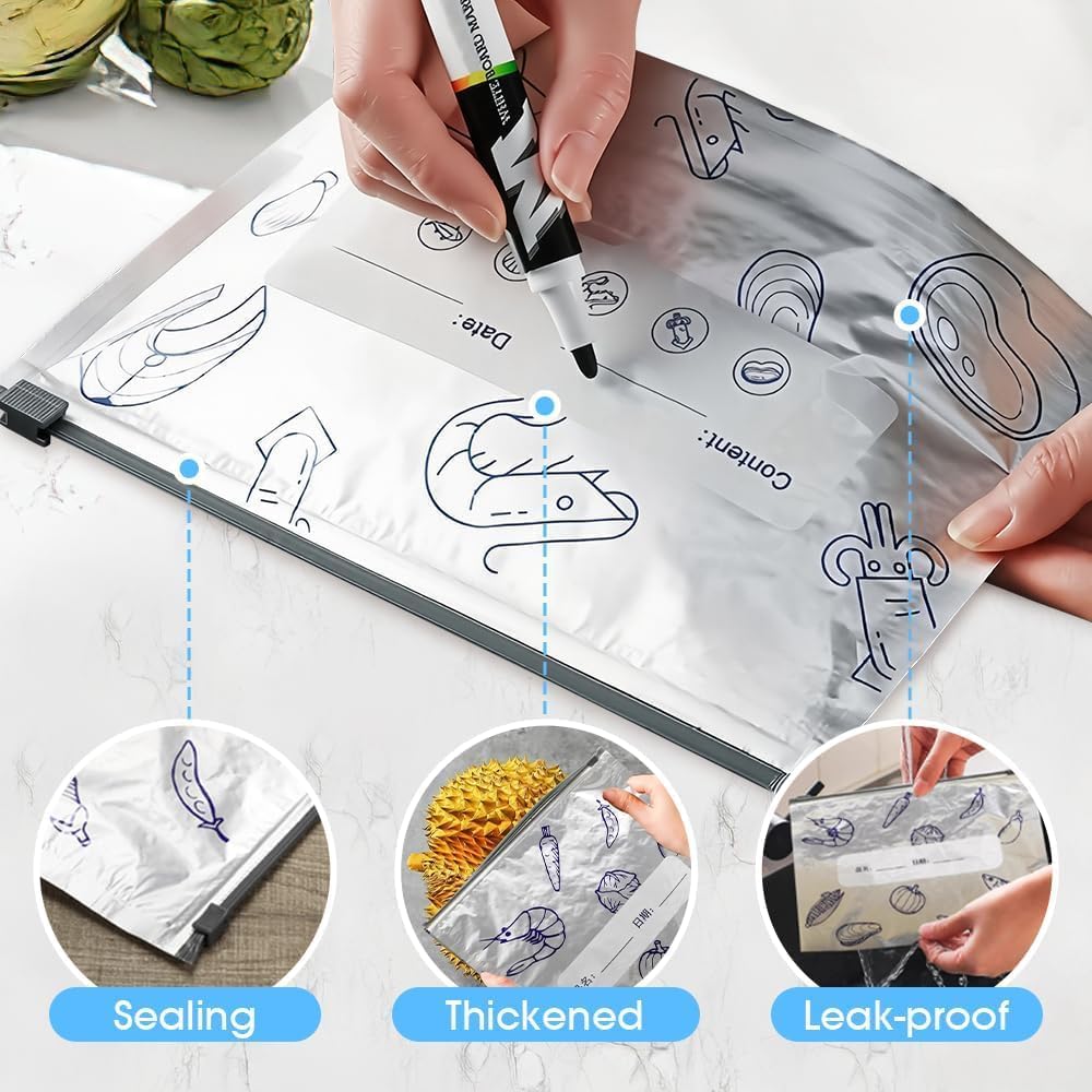 🔥 Reusable Aluminum Foil Sealable Storage Bags | Keep Food Fresh Longer & Organized with Eco-Friendly, Leak-Proof Design ♻️