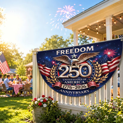 Freedom Family Name 250th Birthday - America Freedom With Eagle - Non-Pleated Fan Flag