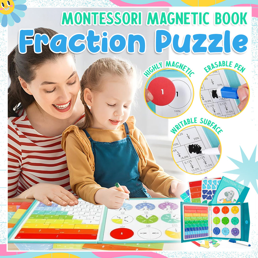 🔥Last Day 49% OFF -📚Montessori Magnetic Book Fraction Puzzle