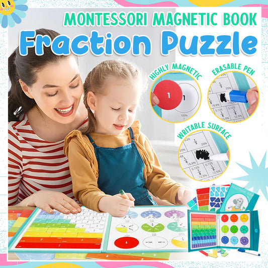 🔥Last Day 49% OFF -📚Montessori Magnetic Book Fraction Puzzle