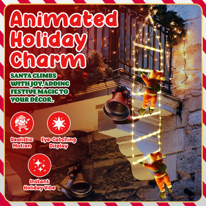 🎅🎄Christmas Decorative Ladder Lights with Climbing Santa Claus