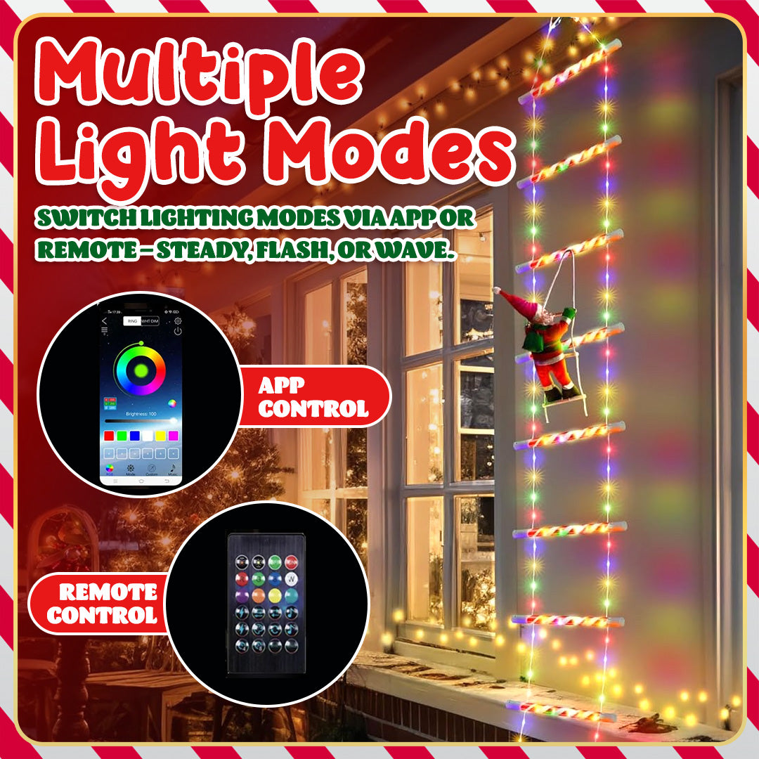 🎅🎄Christmas Decorative Ladder Lights with Climbing Santa Claus