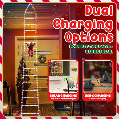 🎅🎄Christmas Decorative Ladder Lights with Climbing Santa Claus