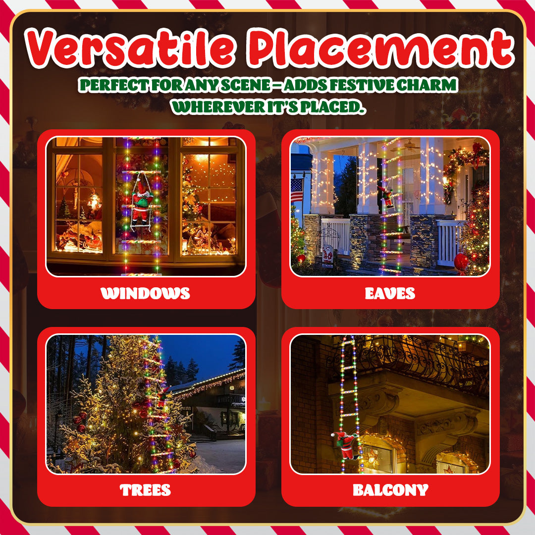 🎅🎄Christmas Decorative Ladder Lights with Climbing Santa Claus