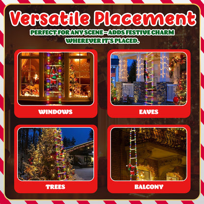 🎅🎄Christmas Decorative Ladder Lights with Climbing Santa Claus