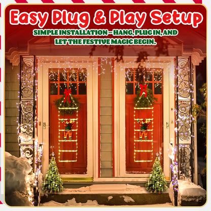🎅🎄Christmas Decorative Ladder Lights with Climbing Santa Claus