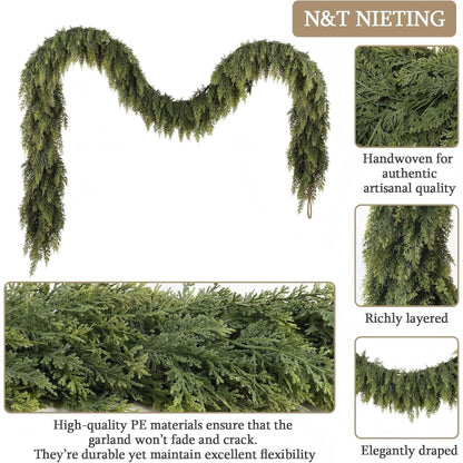 🎄 Christmas Artificial Cedar Garland – Lush, Festive Home Décor for Doors, Mantels & Tables! ✨