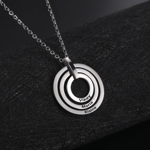 Iris Triple Concentric Circle Name Necklace