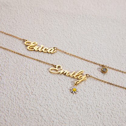 Estelle Petal & Gem Name Necklace
