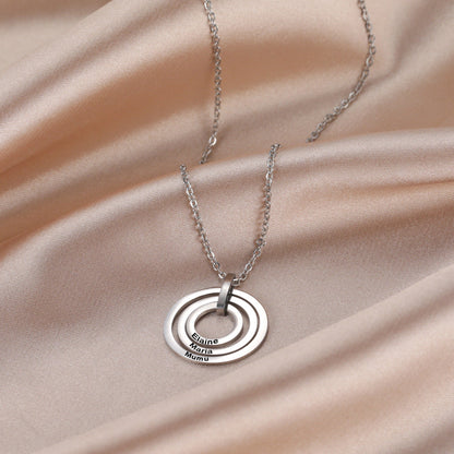 Iris Triple Concentric Circle Name Necklace