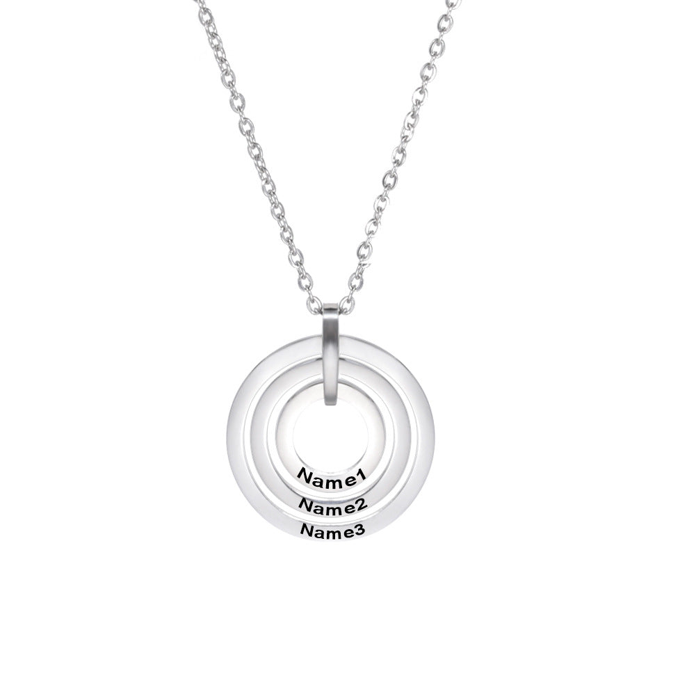 Iris Triple Concentric Circle Name Necklace
