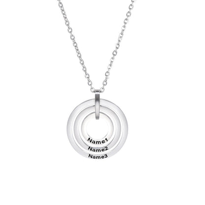 Iris Triple Concentric Circle Name Necklace
