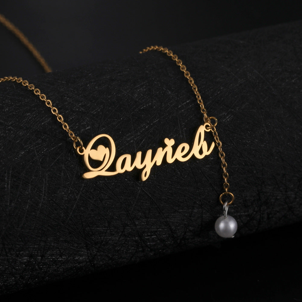 Cassandra Pearl & Heart Name Necklace