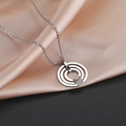 Iris Triple Concentric Circle Name Necklace