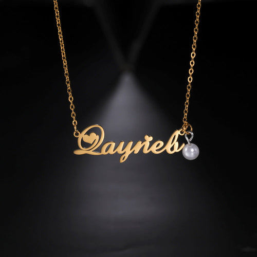 Cassandra Pearl & Heart Name Necklace