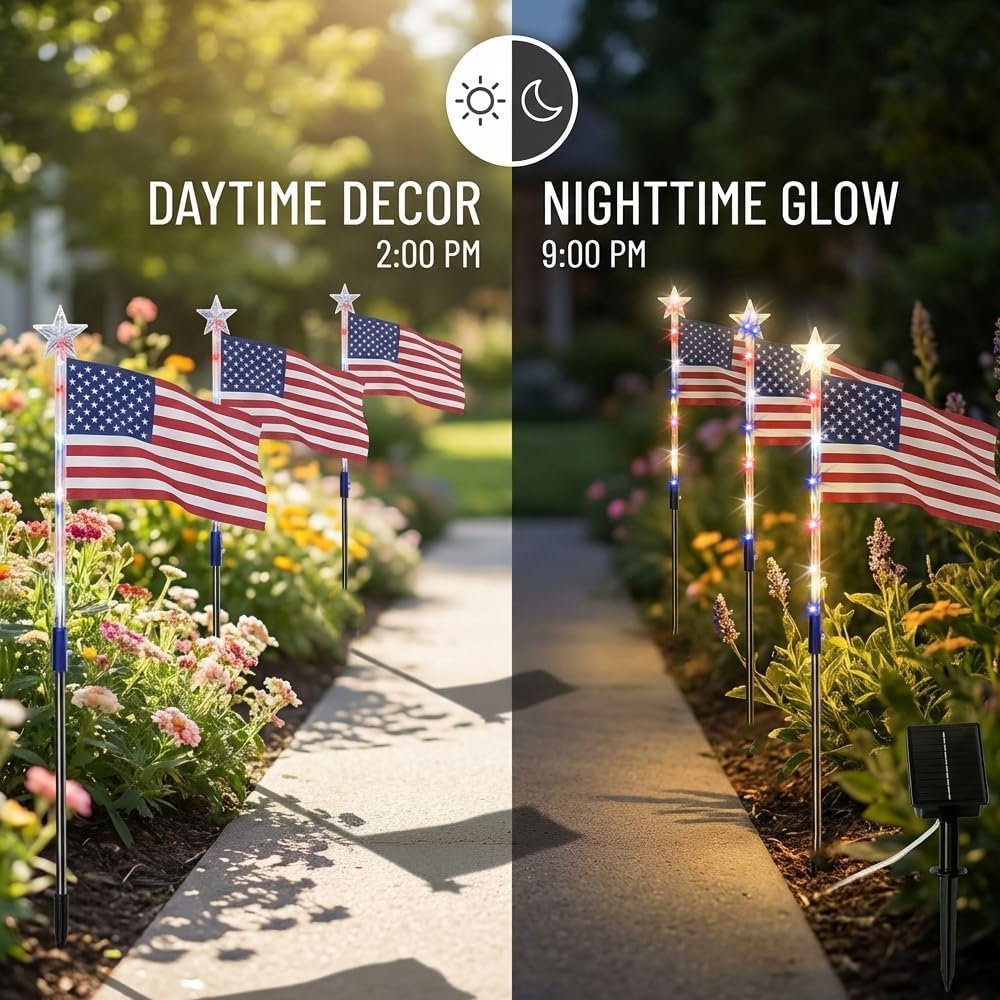 250th Anniversary Solar American Flag Lights