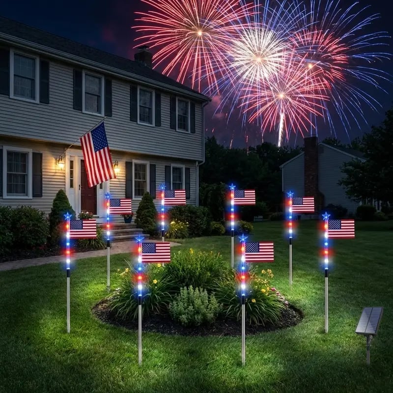 250th Anniversary Solar American Flag Lights