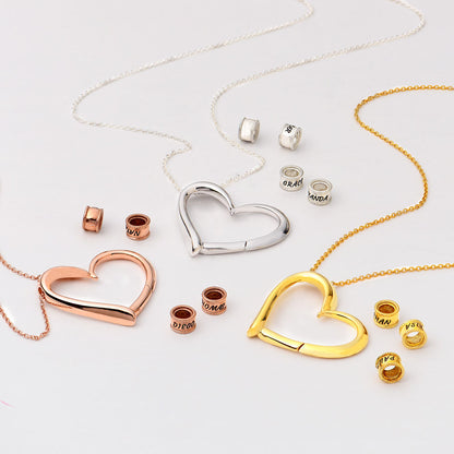 Sophie Charming Heart Engraved Beads Necklace